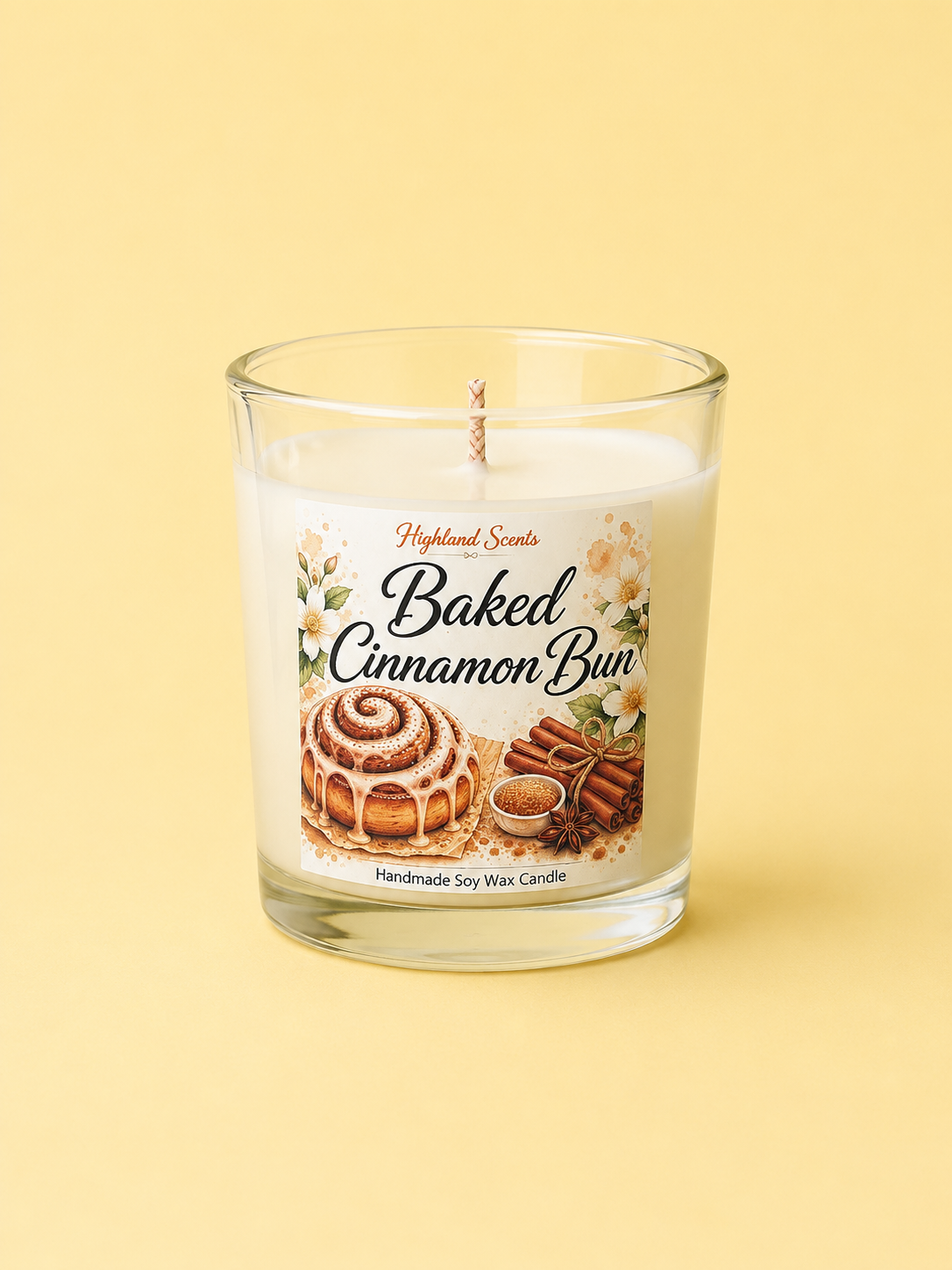 Baked cinnamon bun candle